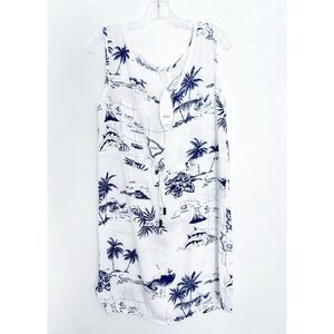 Ladies Hawaiian Islands Beach Cover Up Dress Size L Blue And White